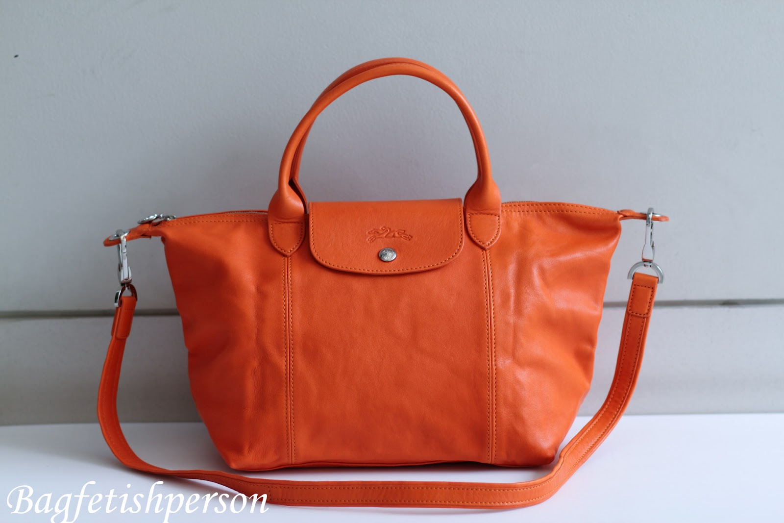 bagfetishperson: Longchamp Le Pliage Cuir Orange bagfetishperson: Longchamp Le Pliage Cuir Orange